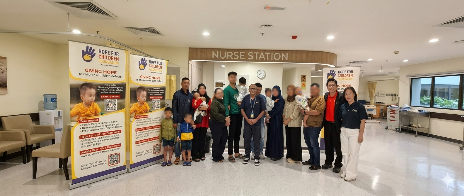 Children, families and medical professionals at the hospital; family identities protected.